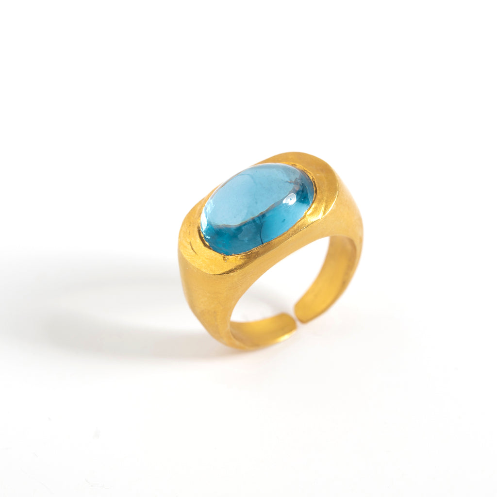 Roman Signet -   Swiss Blue Topaz